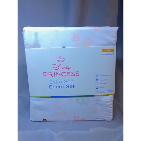 Disney Princess Full Sheet Set Flat Fitted 2 Pillowcases Princess - Picture 1 of 4